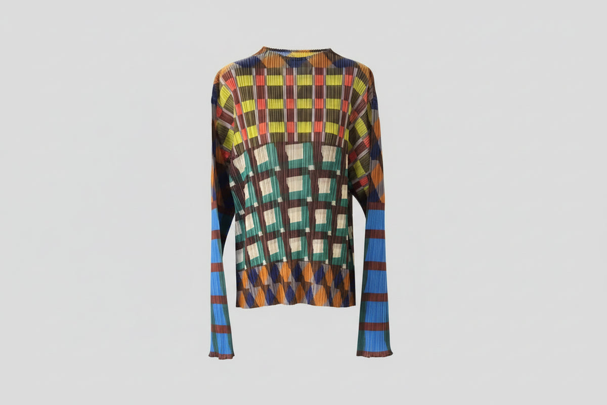 CurveKind™ Colorblock Printed Pleated Midi Dress by Crystal Crystina, alternate view 3