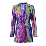 Harley Luxury Bright Sequin Single Button Slim Blazer