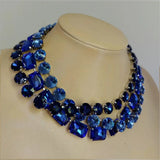 Luxury Dark Blue Glass Crystal Necklace