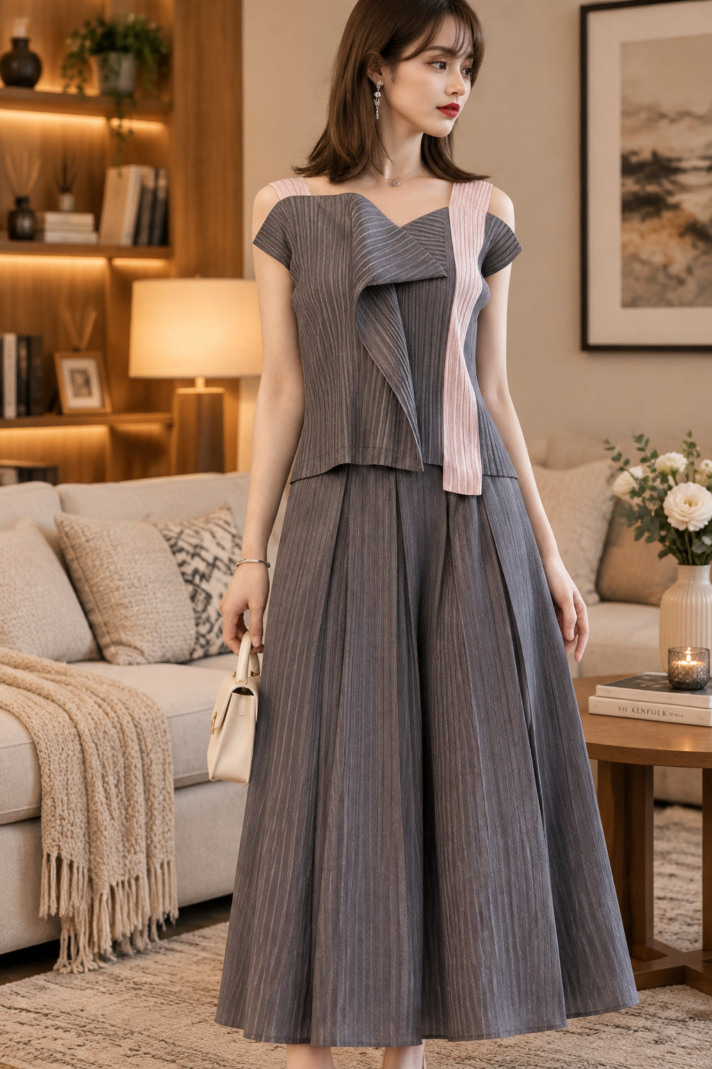 Pleated A-line Dress