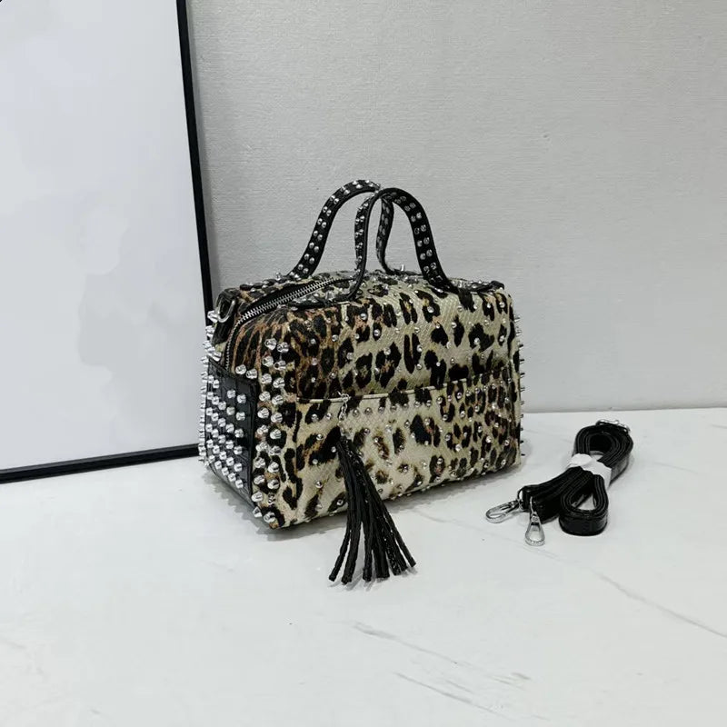 Retro Punk Style Rivet Diamond Tote Bag by Crystal Crystina, primary view