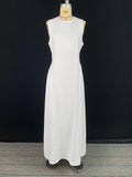 Elegant White Sleeveless A-Line Dress