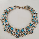 Crystal Rhinestone Collar Choker Necklace and Earrings