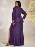 Eggplant Purple  Sequin Dress