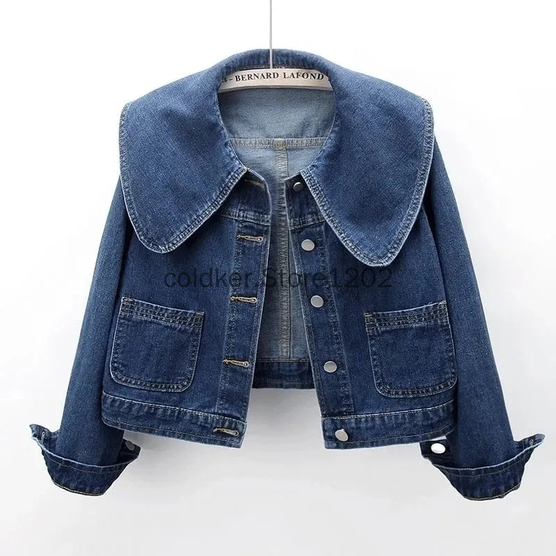 Casual Long Sleeve Denim Jacket by Crystal Crystina, primary view