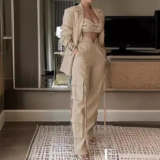 Blazer & Wide-Leg Pants Set