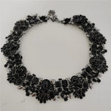 Crystal Rhinestone Collar Choker Necklace and Earrings