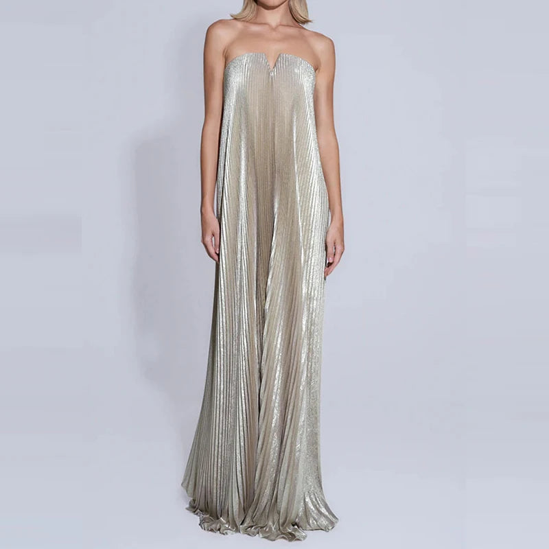Sexy Backless High-Waist Folded Long Dress by Crystal Crystina, alternate view 3