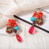 Floral Water Drop Long Earrings