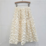 Versatile Three Dimensional Flower Midi Skirt
