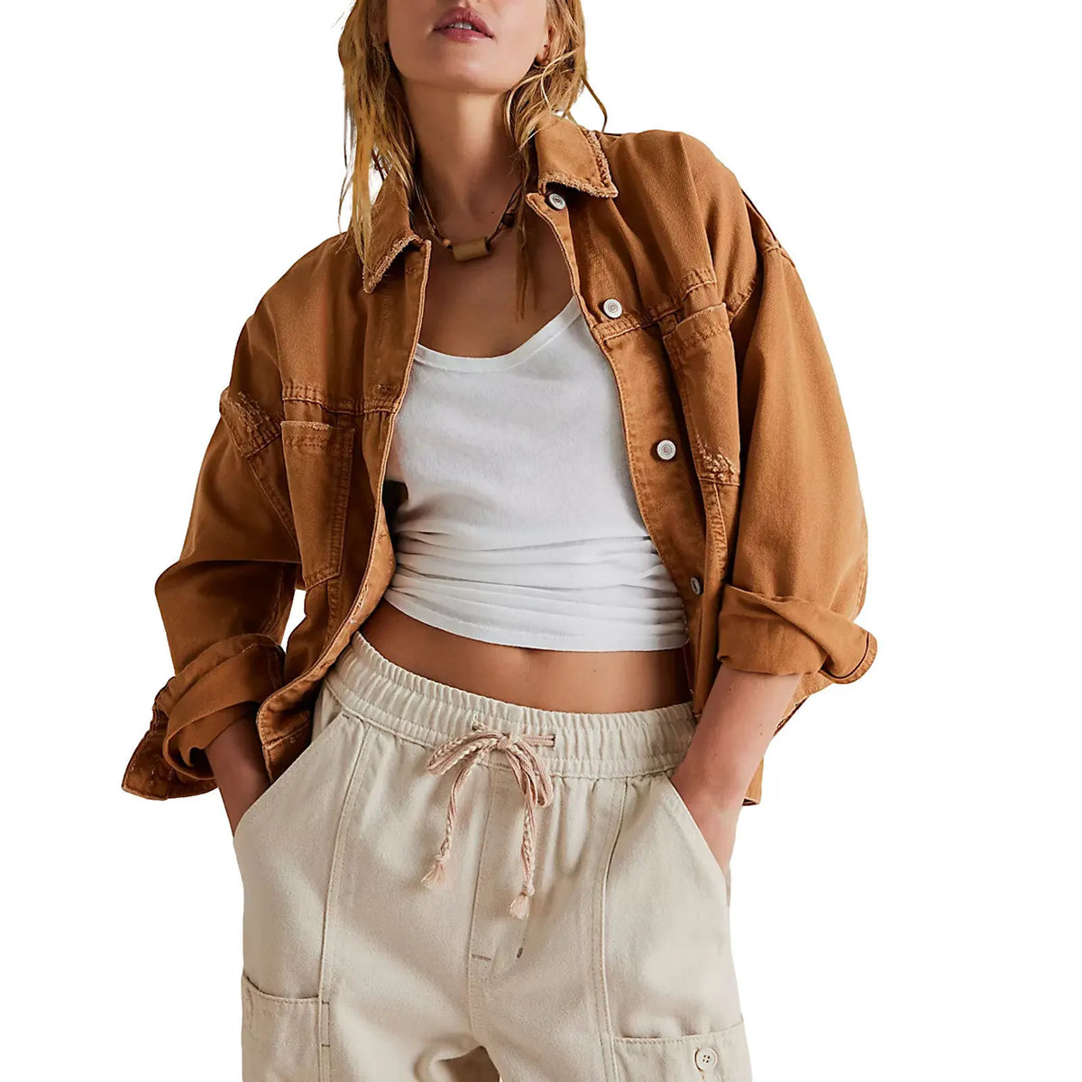 Classic Pleated Denim Jacket by Crystal Crystina, alternate view 4
