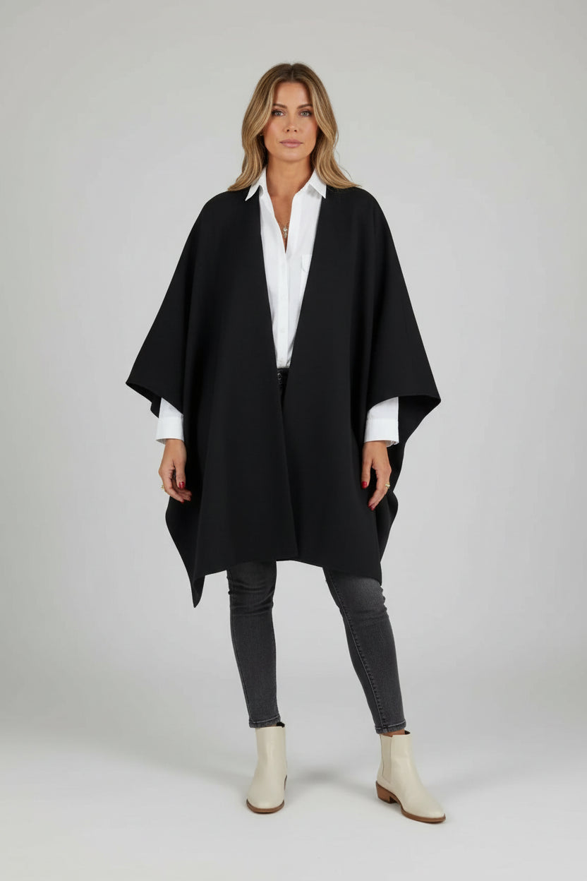 CurveKind™ V-Neck Shawl Cape Coat by Crystal Crystina, alternate view 6