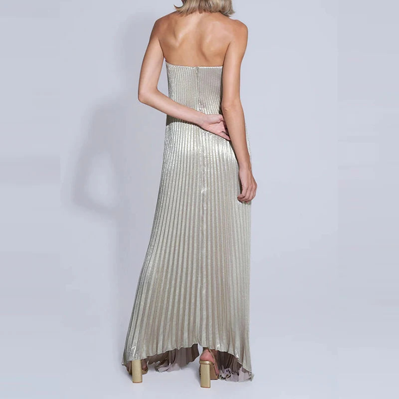 Sexy Backless High-Waist Folded Long Dress by Crystal Crystina, alternate view 5