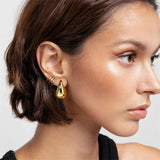 2 Pairs Set Vintage Gold Plated Chunky Dome Drop Earrings