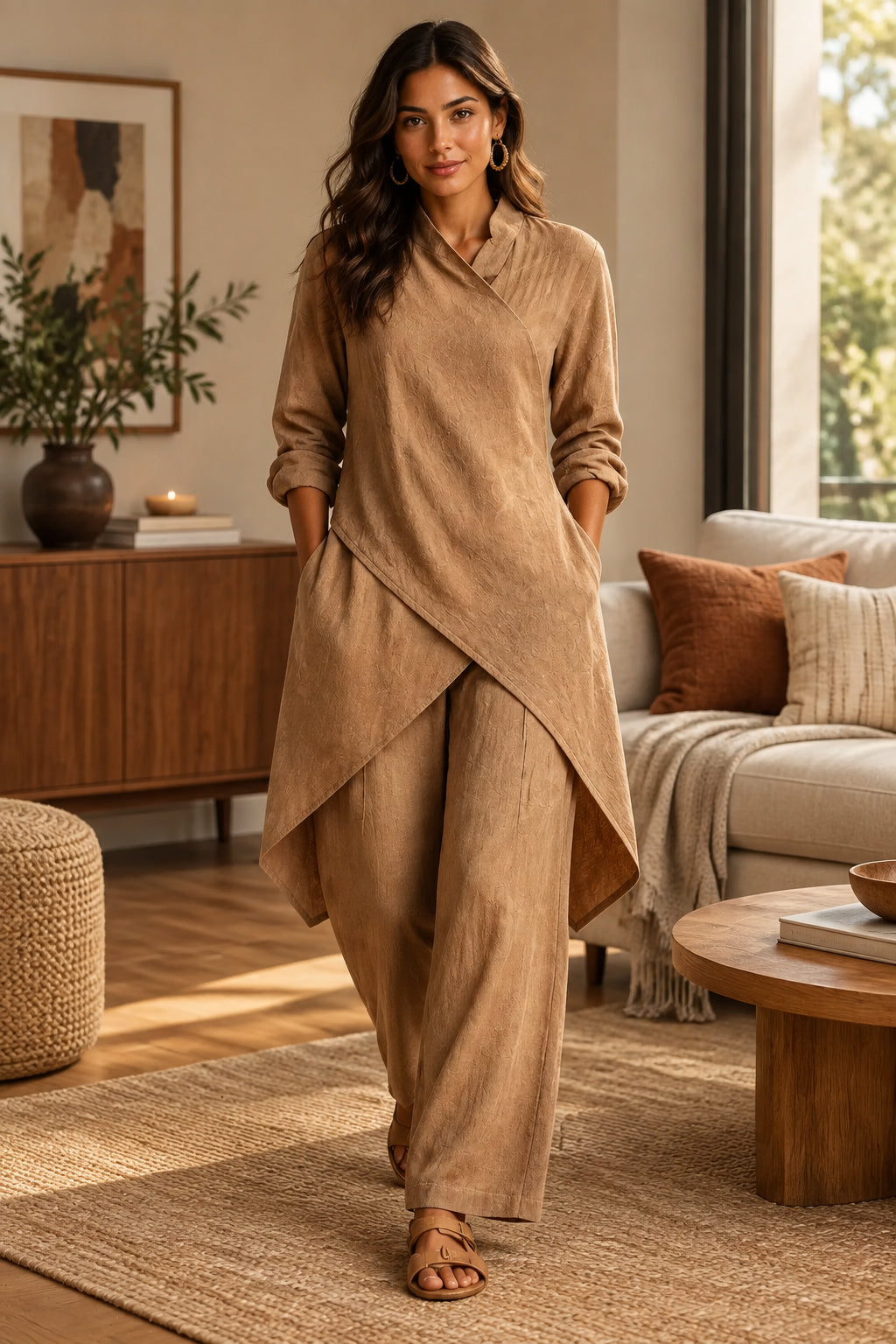 Asymmetrical Wrap Two-Piece Set