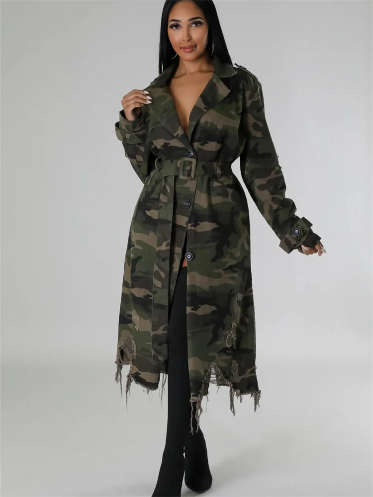 Camouflage Trench Coat by Crystal Crystina, alternate view 6
