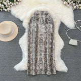 Sequin Animal  Print Midi Skirt