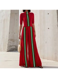 Contrast Color Two Piece Set - Skinny Top And A Wide Leg Long Pant