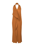 CureKind ™ Miyake Pleated V-neck Halter Dress